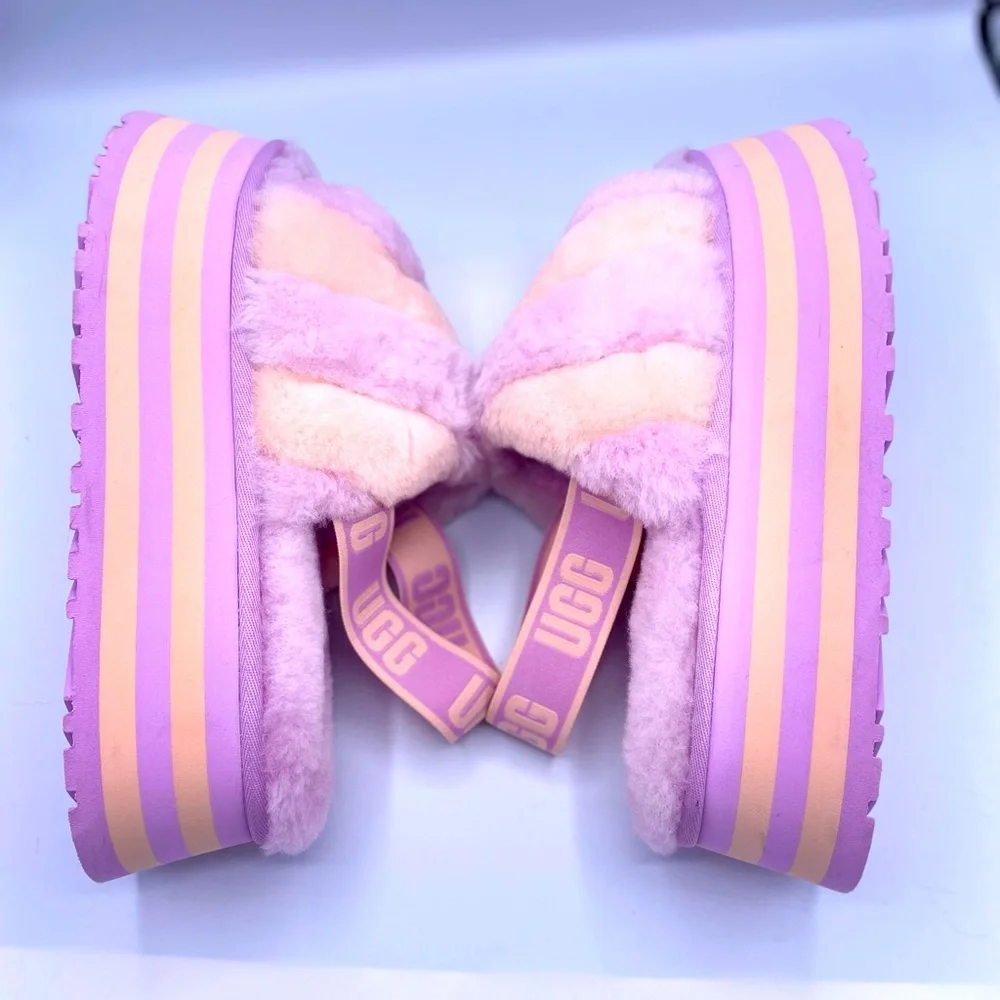 UGG Lavender and Cream Fluff Yeah Platform Sandals